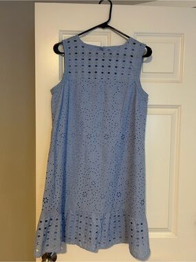 LOFT Light Blue Eyelet Sleeveless Mini Dress